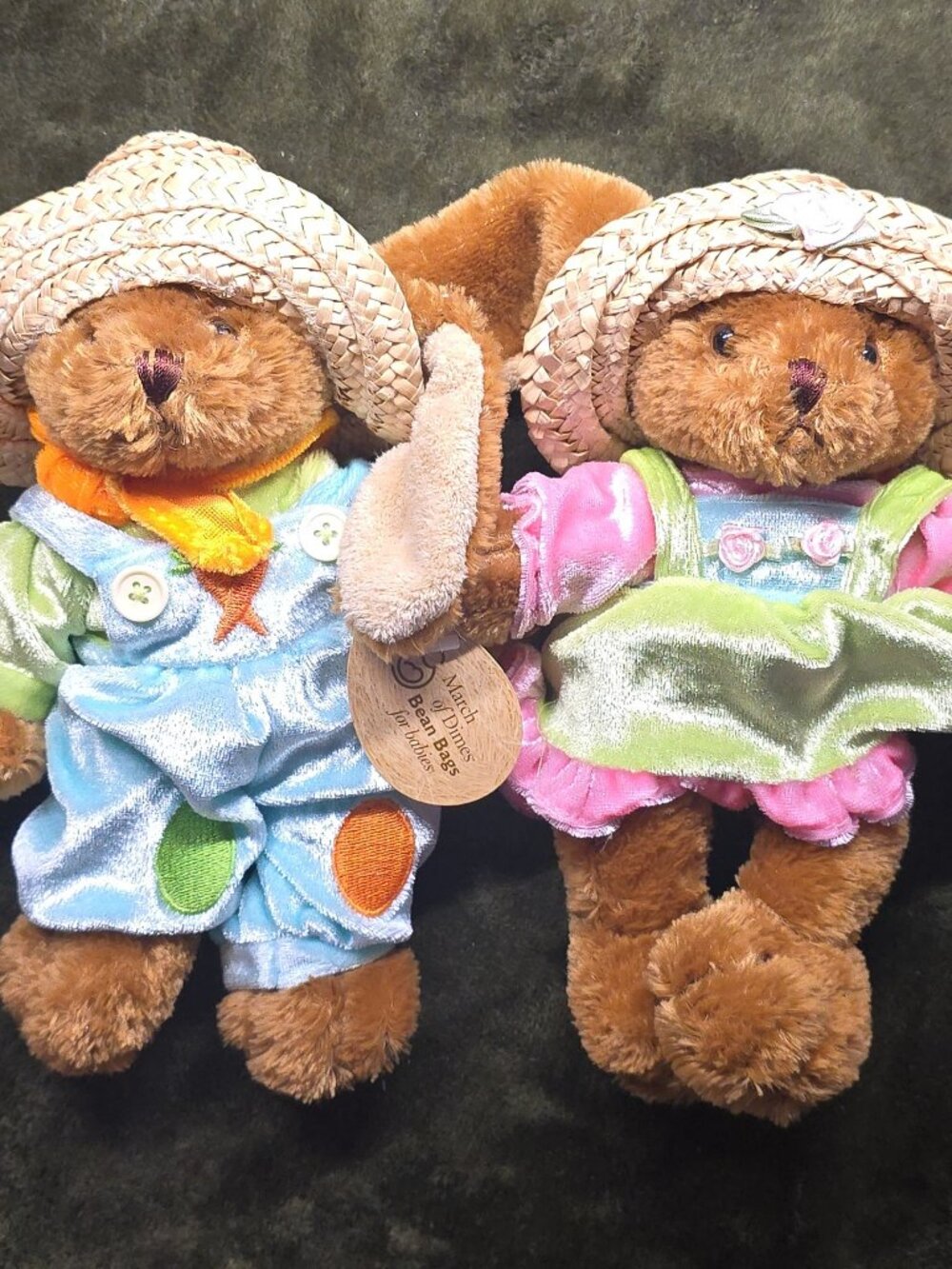 Plushland March of Dimes Easter Bunny Bean Bag Plush Set Kyle & Katie